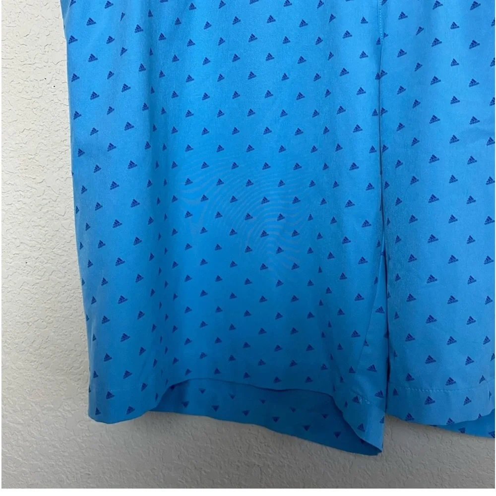 Adidas Light Blue Ultimate 365 Stretch Golf All Over Logo Print Golf Shorts 42”